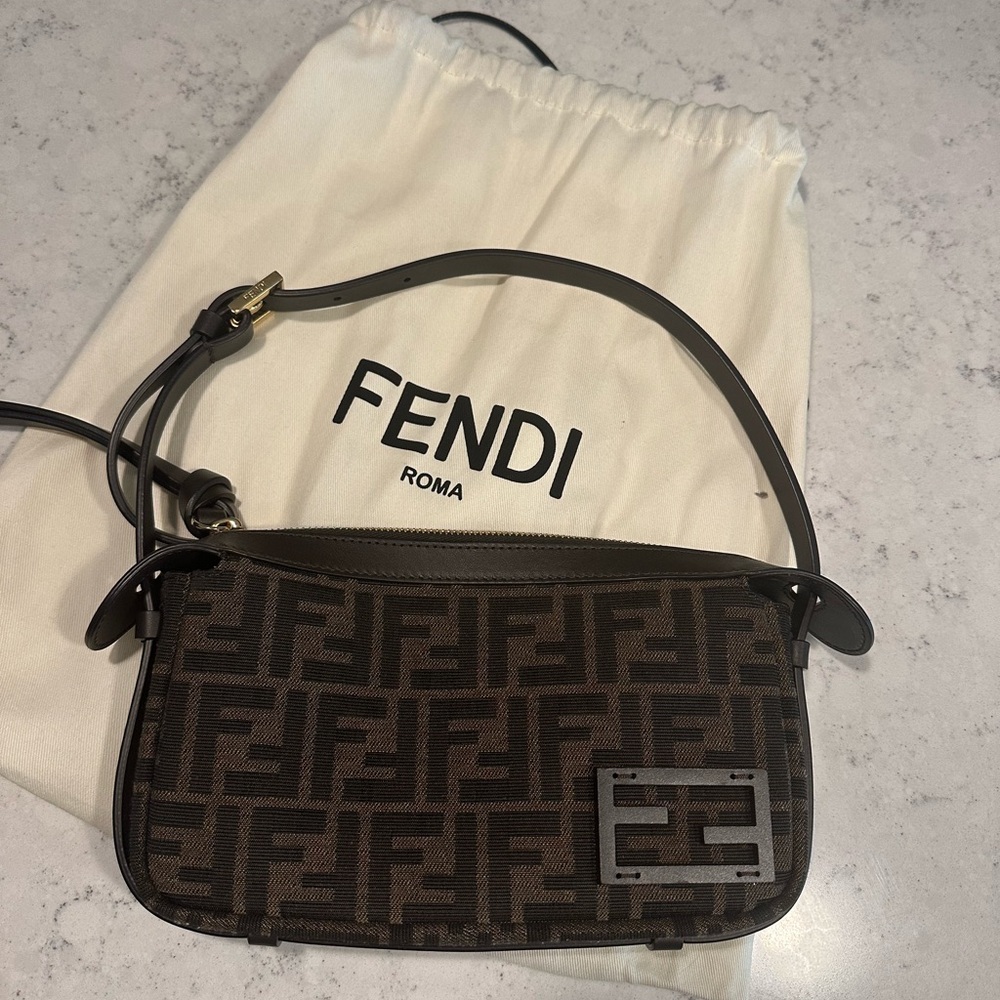 Fendi Black and Brown Logo Shoulder Bag